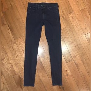 NWOT 7 FOR ALL MANKIND The Skinny Jeans Dark Blue Made in Italy Size 27